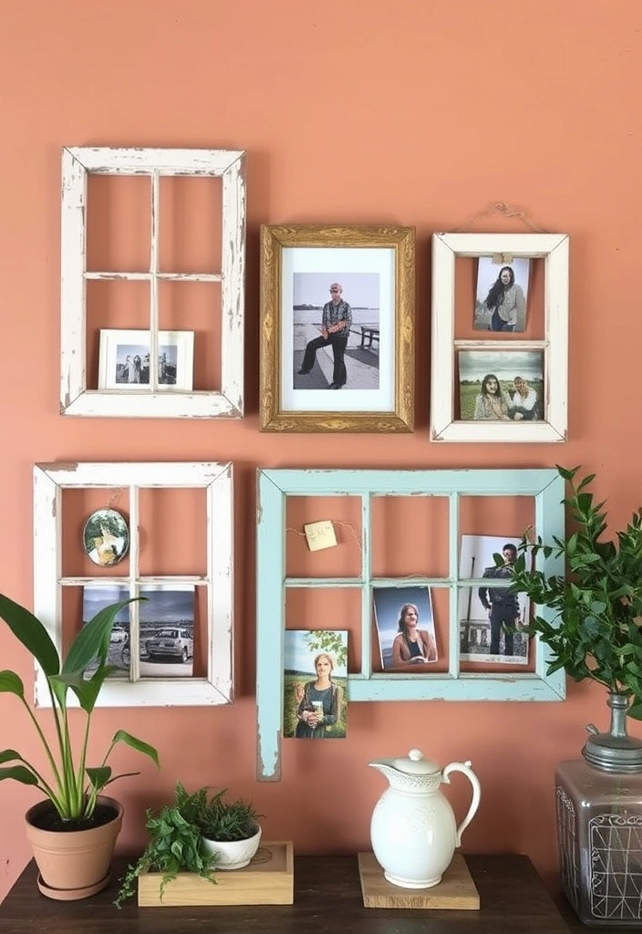 14 DIY Wall Art Projects That'll Impress Your Guests (You Won't Believe How Easy #6 Is!) - 12. Upcycled Window Frame Art